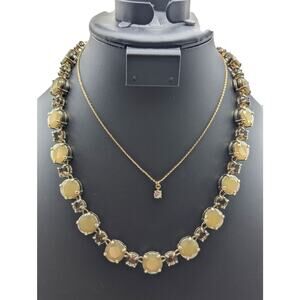 Lot of Two Gold Tone Crystal Necklaces Graziano & Loft